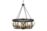 8 Light Metal & Faux Antler Chandelier with Chain
